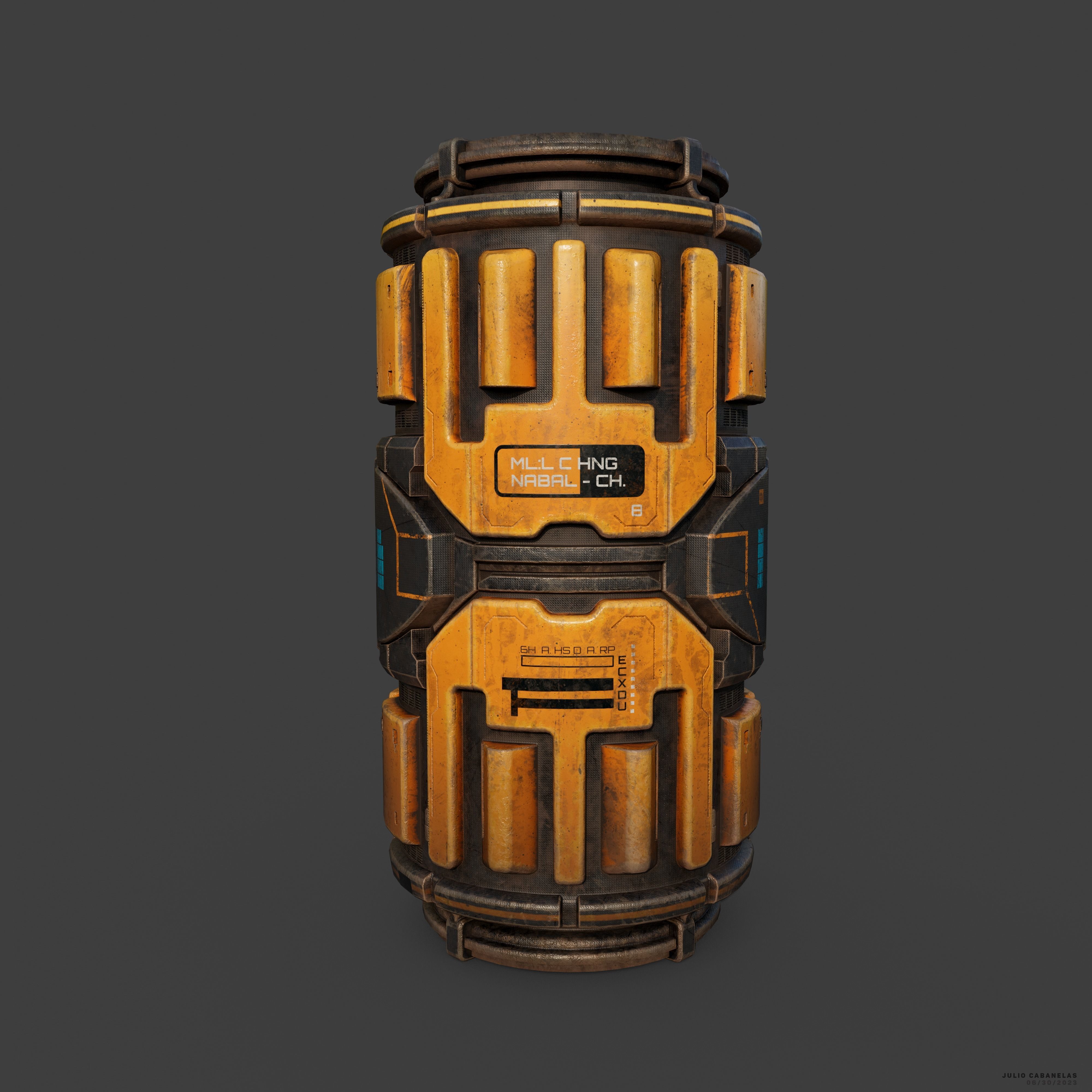 Scifi Industrial Barrel Low-poly 3D model_1