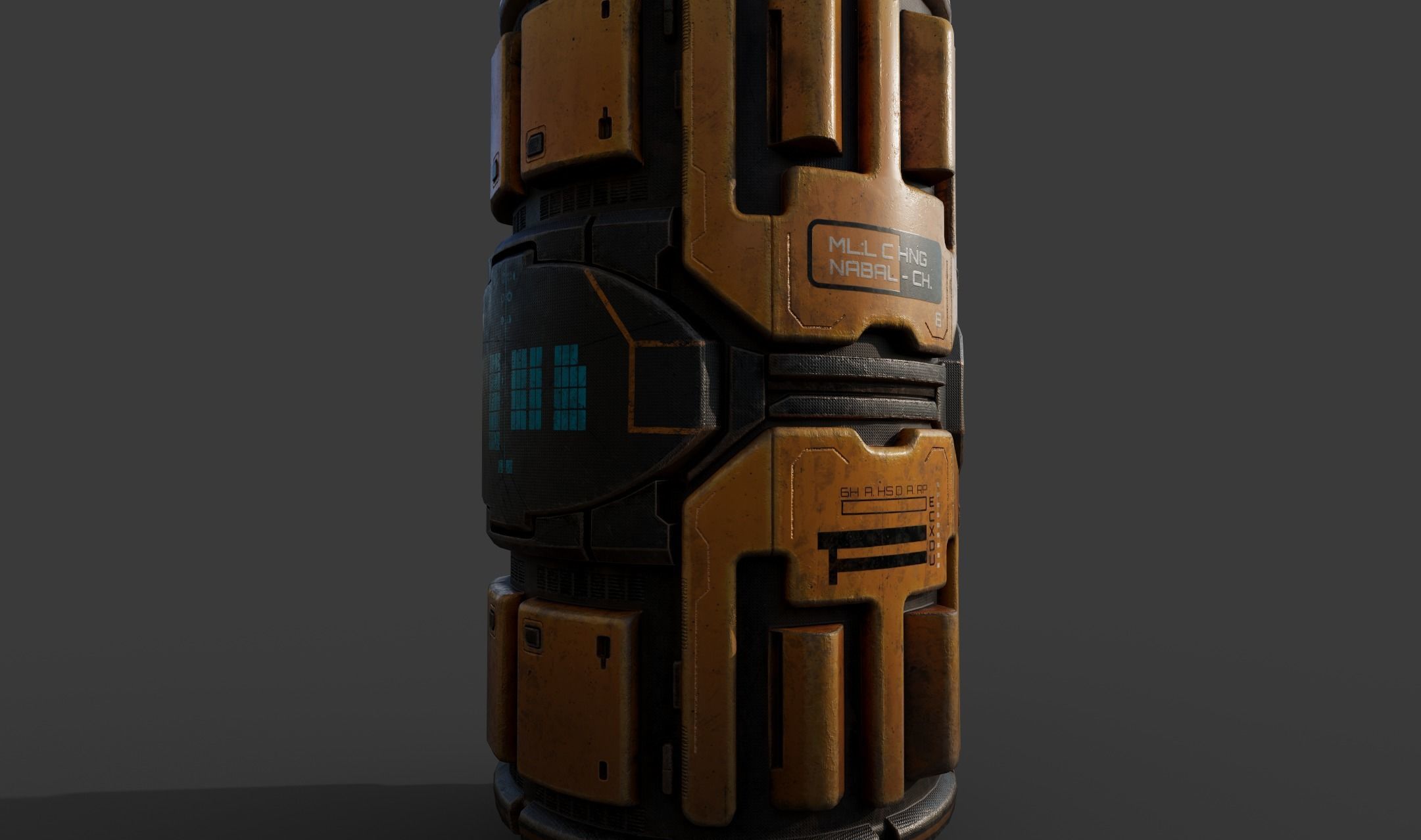 Scifi Industrial Barrel Low-poly 3D model_5