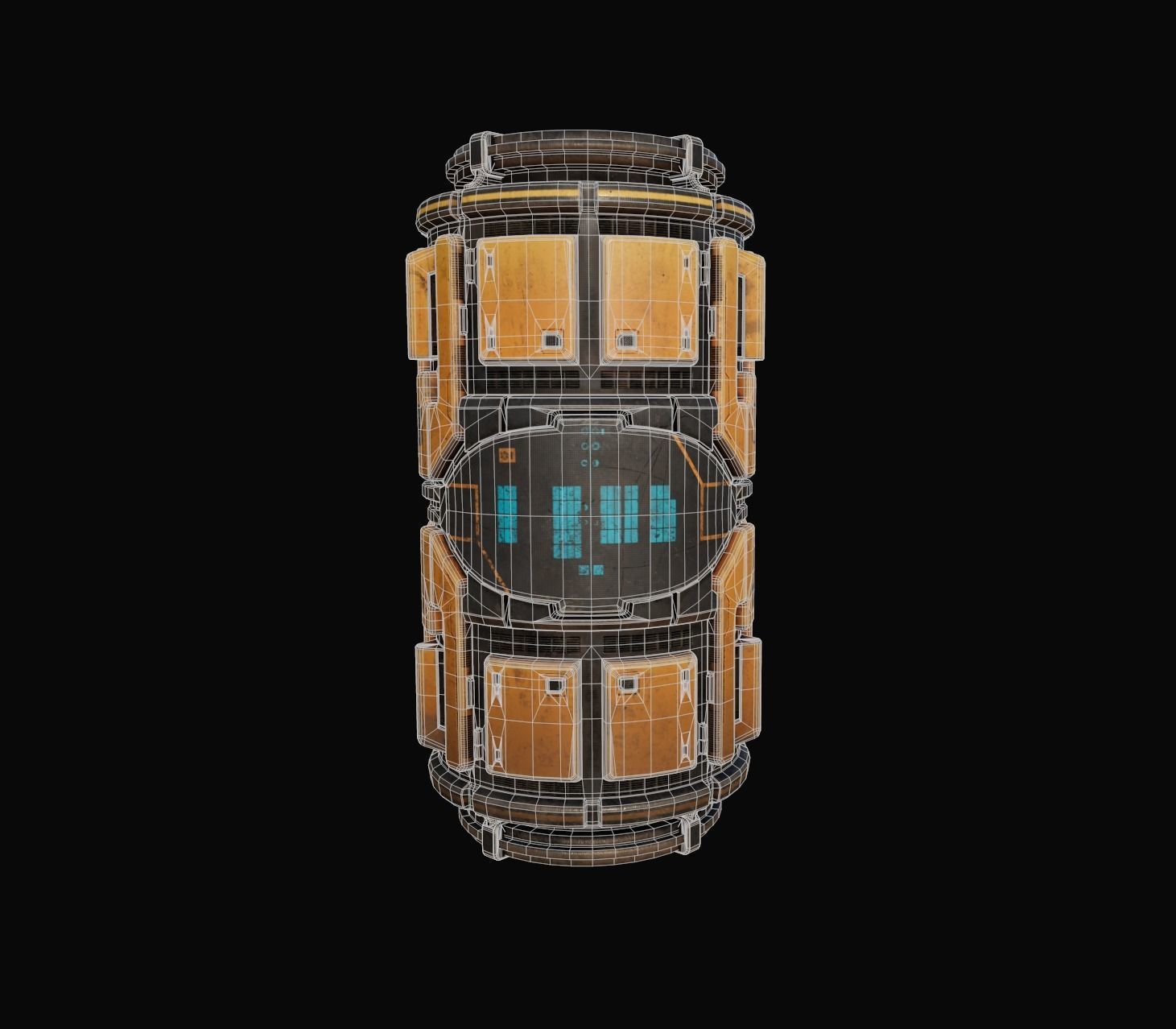 Scifi Industrial Barrel Low-poly 3D model_2