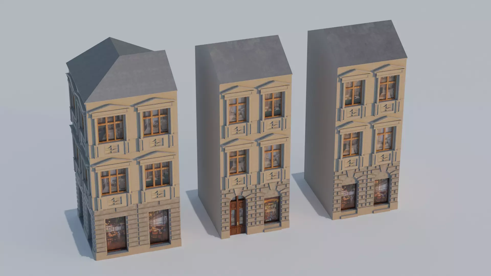 Building modular european old id 4 Low-poly 3D model_0