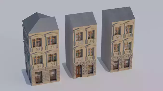 Building modular european old id 4 Low-poly 3D model