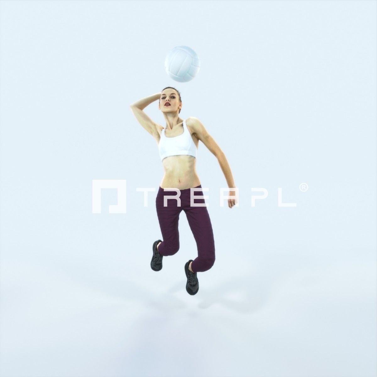 Beauty 17J Jumping Smashing Sports Volleyball Woman Low-poly 3D model_7