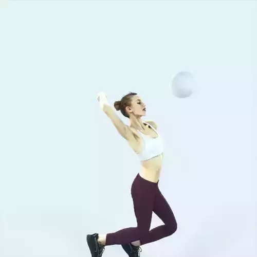 Beauty 17J Jumping Smashing Sports Volleyball Woman Low-poly 3D model