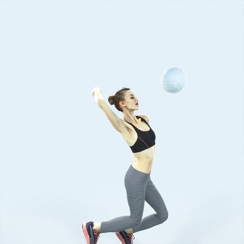 Beauty 17C Jumping Smashing Sports Volleyball Woman Low-poly 3D model