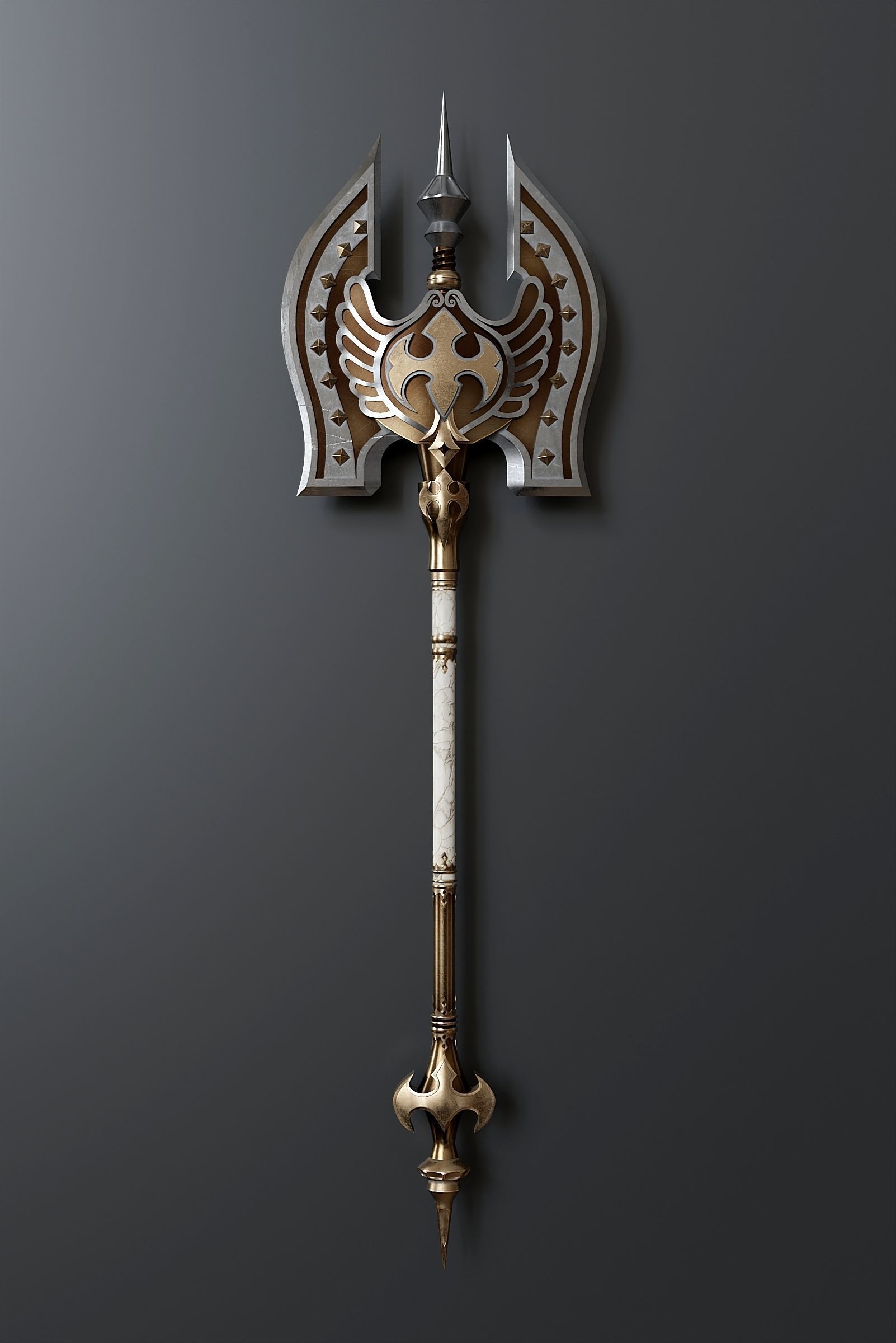 Fantasy Battle Ax 01 3D model_3