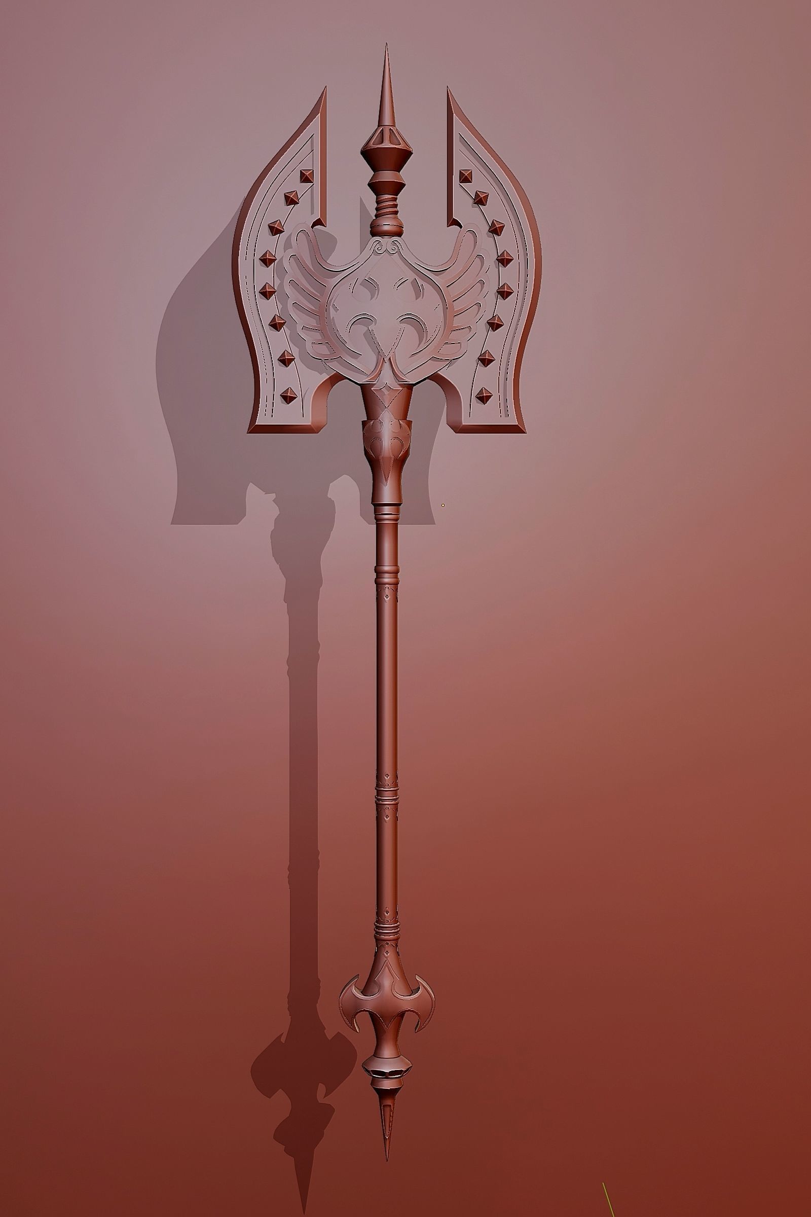 Fantasy Battle Ax 01 3D model_4