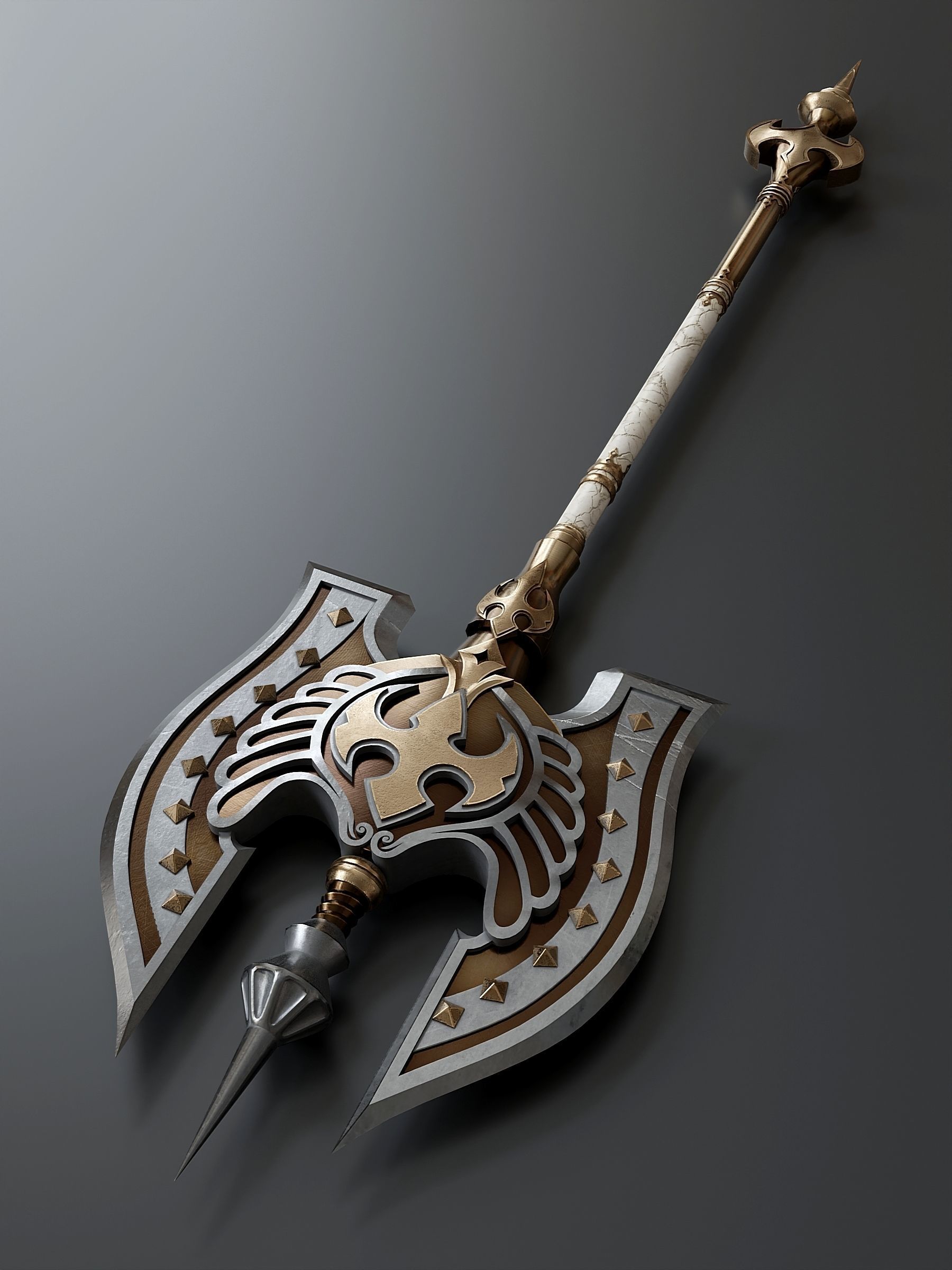 Fantasy Battle Ax 01 3D model_1