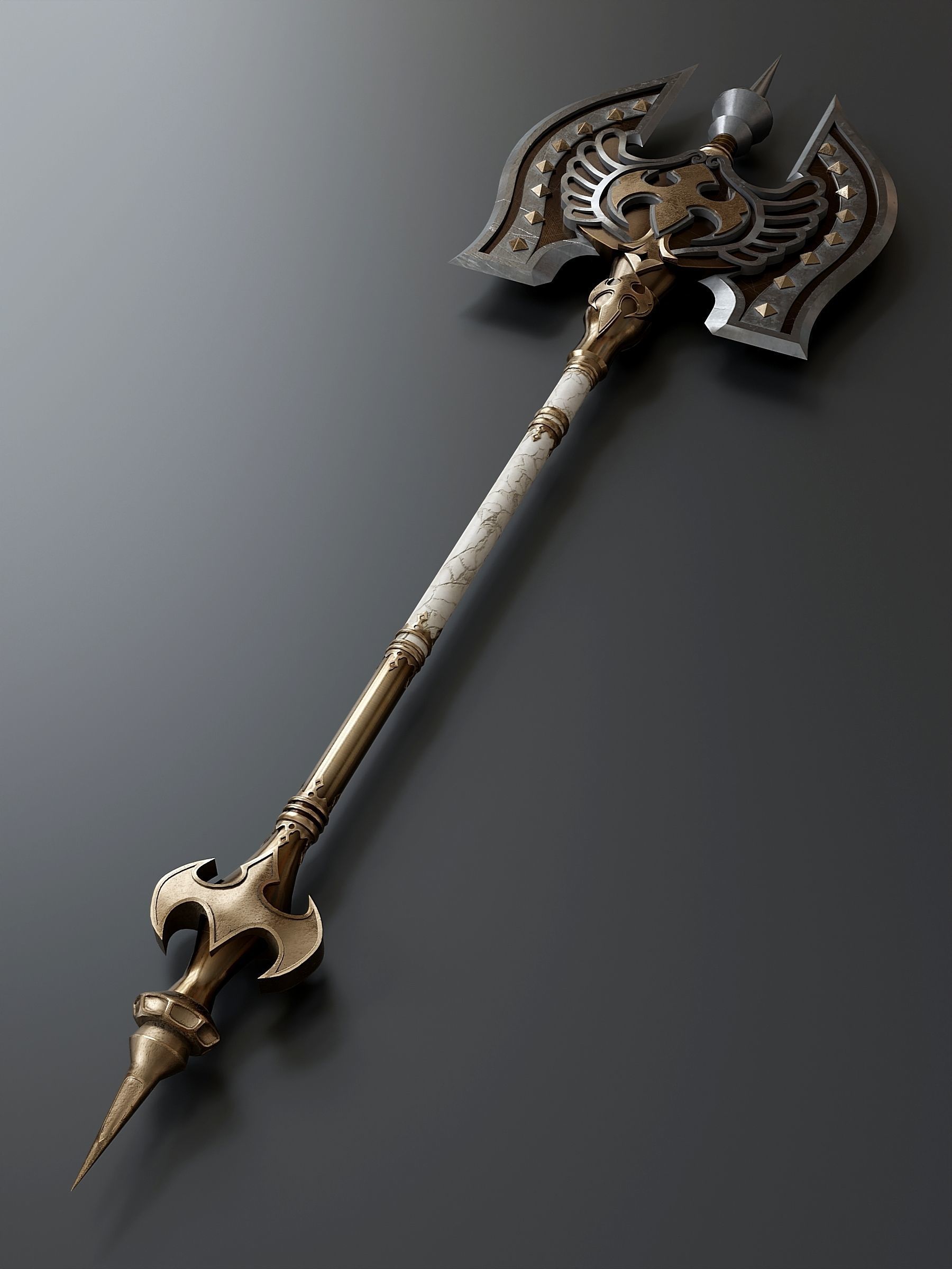 Fantasy Battle Ax 01 3D model_2