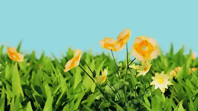 Procedural grass based on Geometry Node Blender - GeoNode Free 3D model