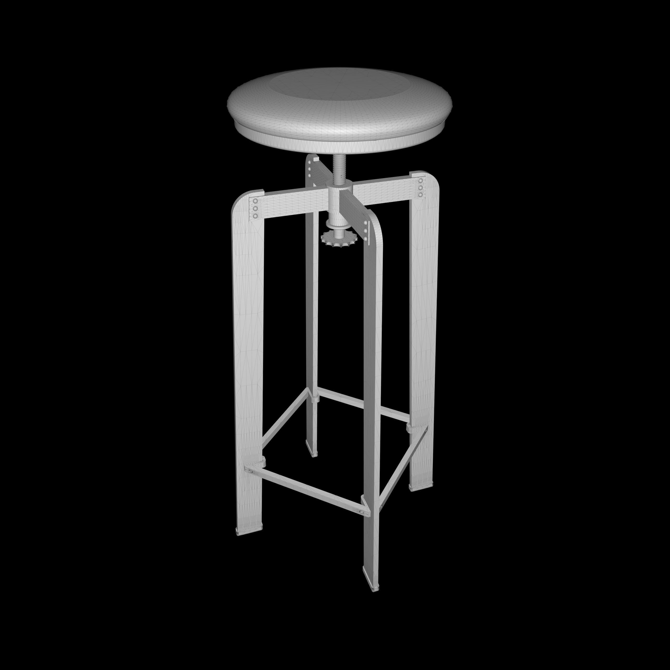 Stool for Studio Low-poly 3D model_11
