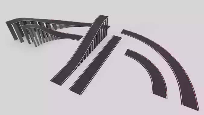 Modular Cartoon Race Track Free low-poly 3D model