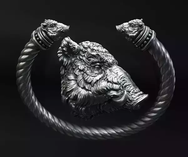 Bracelet Wild Boar Head and Pendant - Vikings
