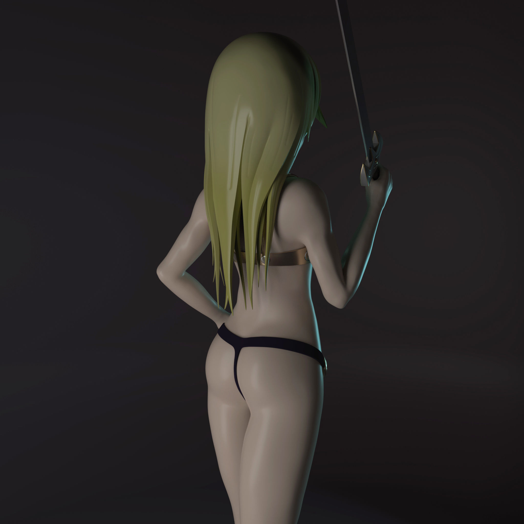 Female Knight Anime Character for 3D Print 3D print model_2