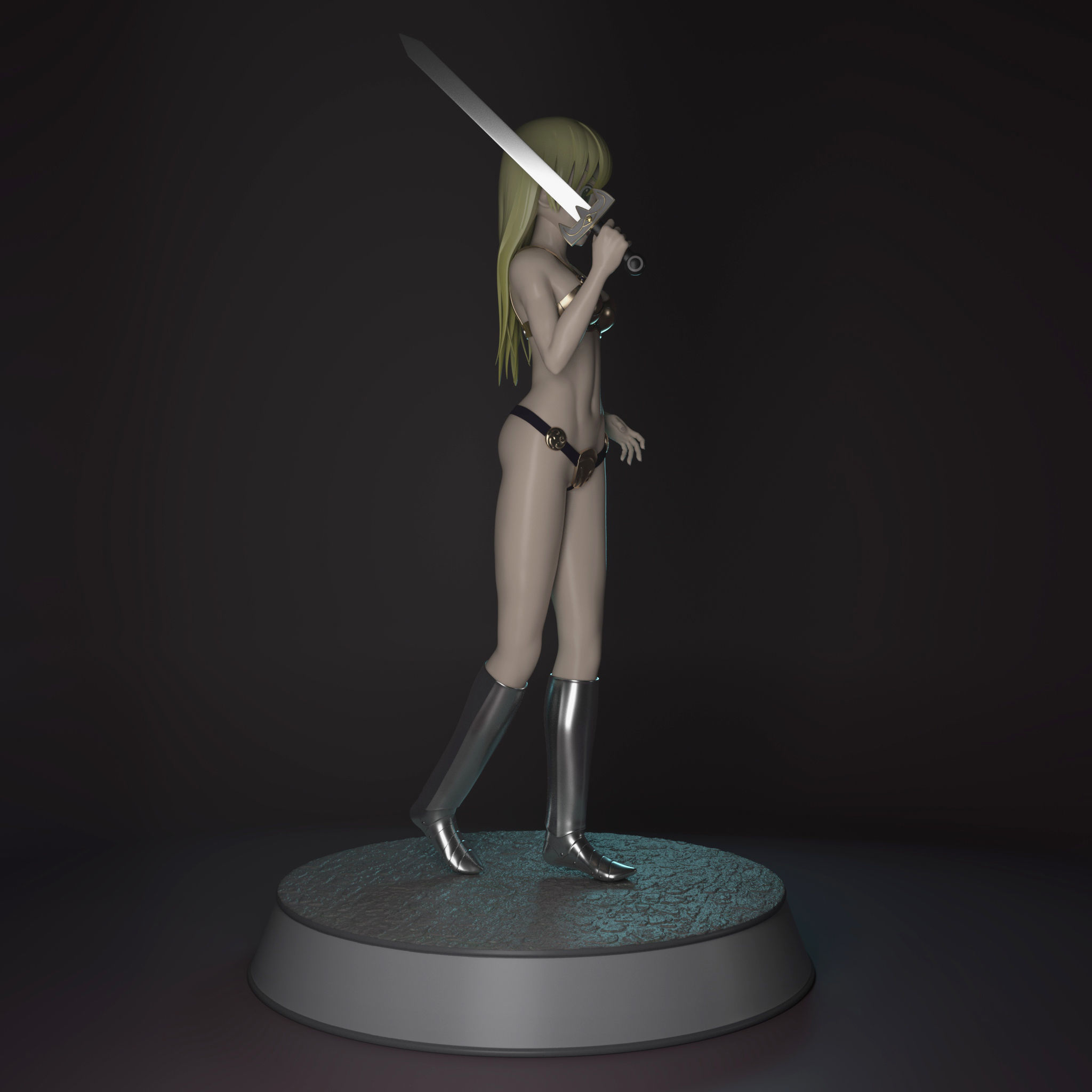 Female Knight Anime Character for 3D Print 3D print model_3