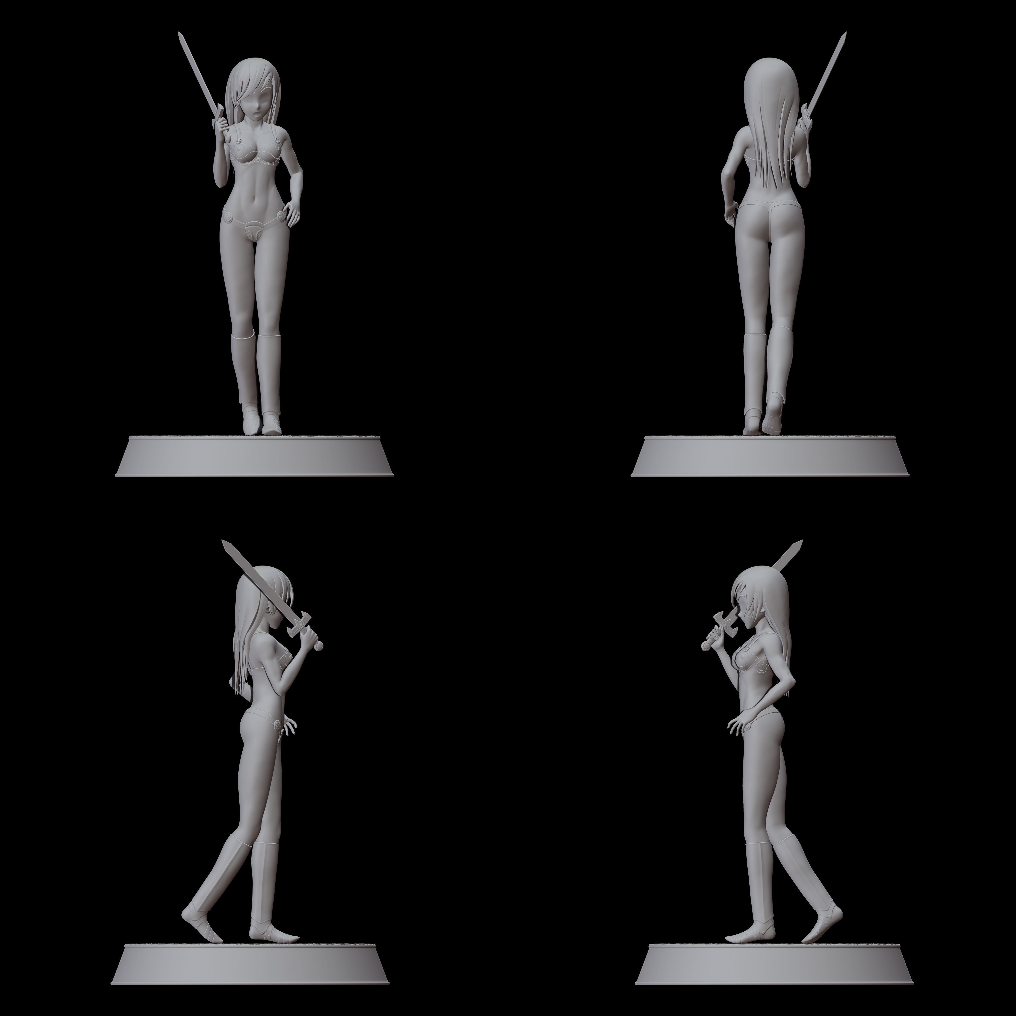 Female Knight Anime Character for 3D Print 3D print model_5