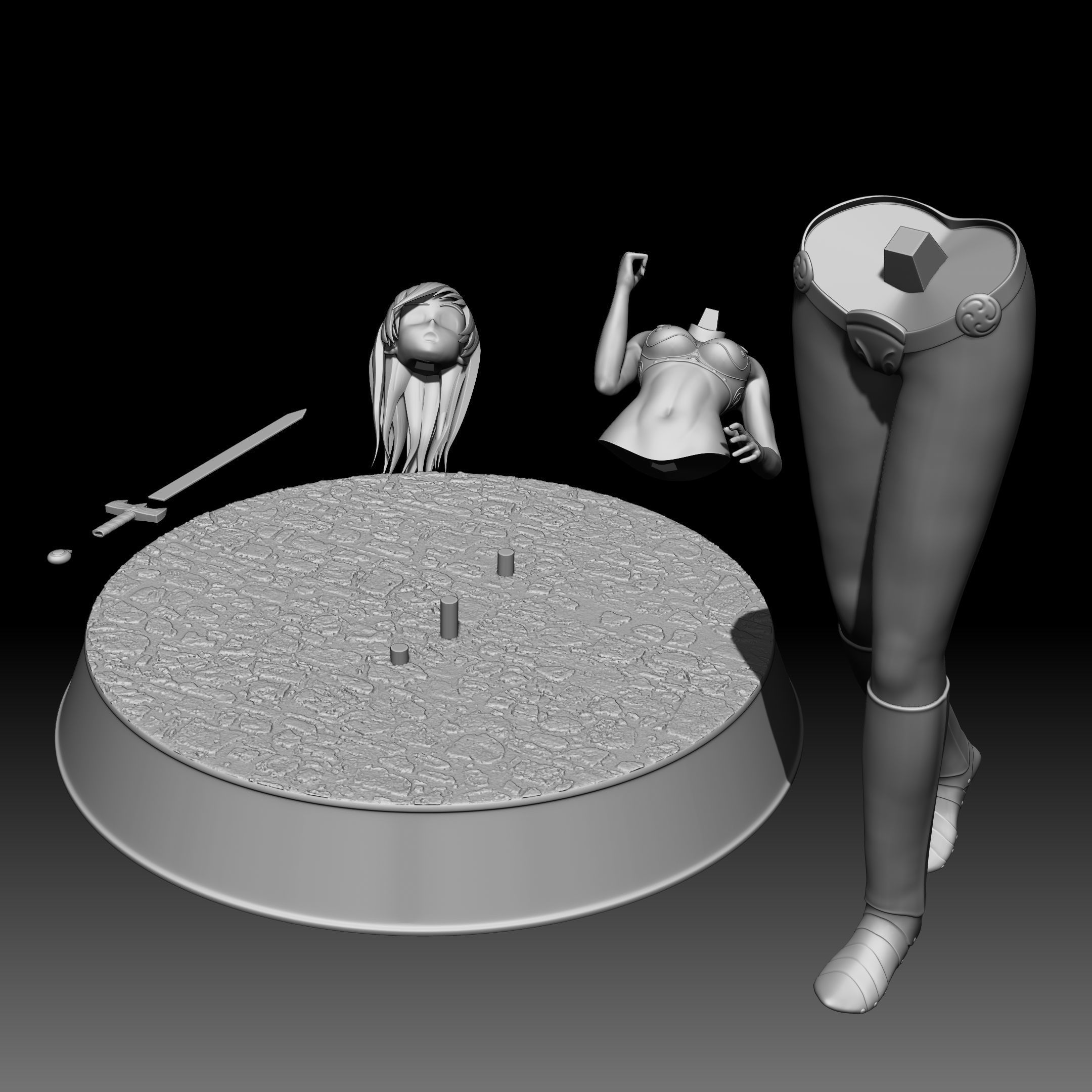 Female Knight Anime Character for 3D Print 3D print model_6