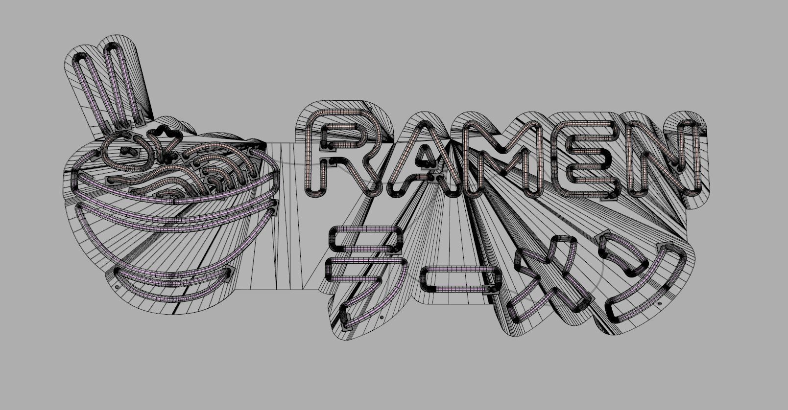 Ramen 3 - Neon Sign 3D model_5