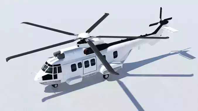 EC225 - H225 Super Puma Helicopter Static Low Poly