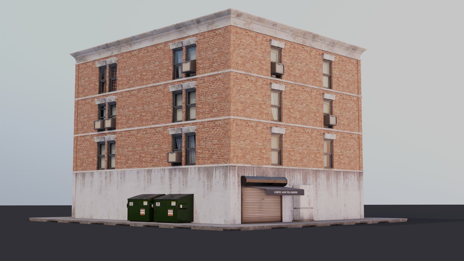 Building 02 Low-poly 3D model_3