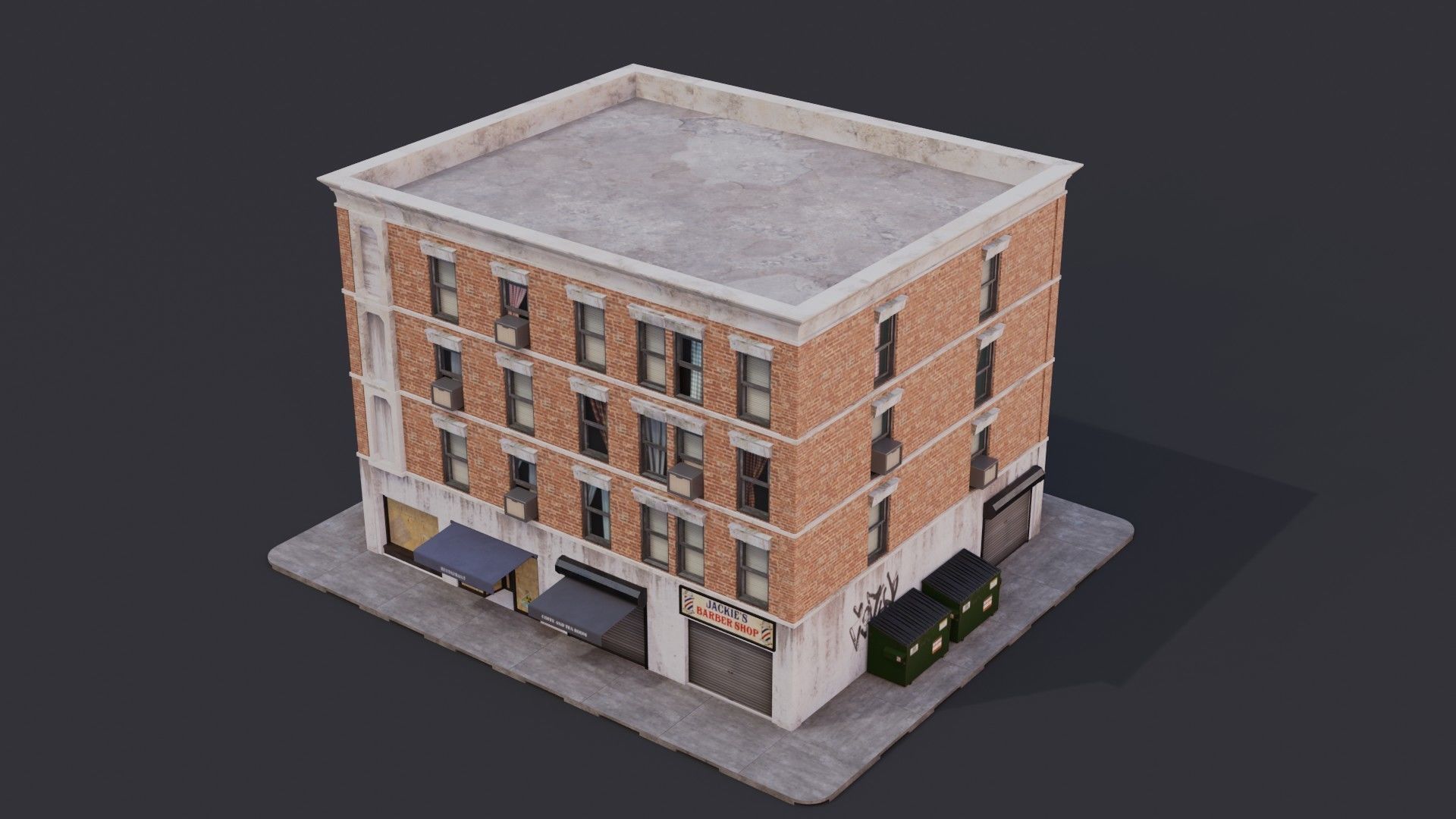 Building 02 Low-poly 3D model_4
