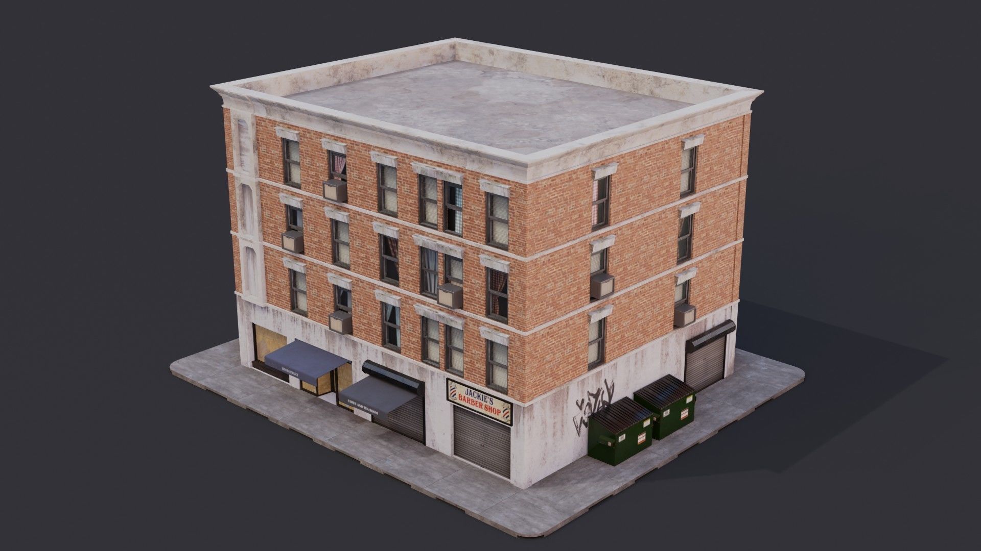 Building 02 Low-poly 3D model_7