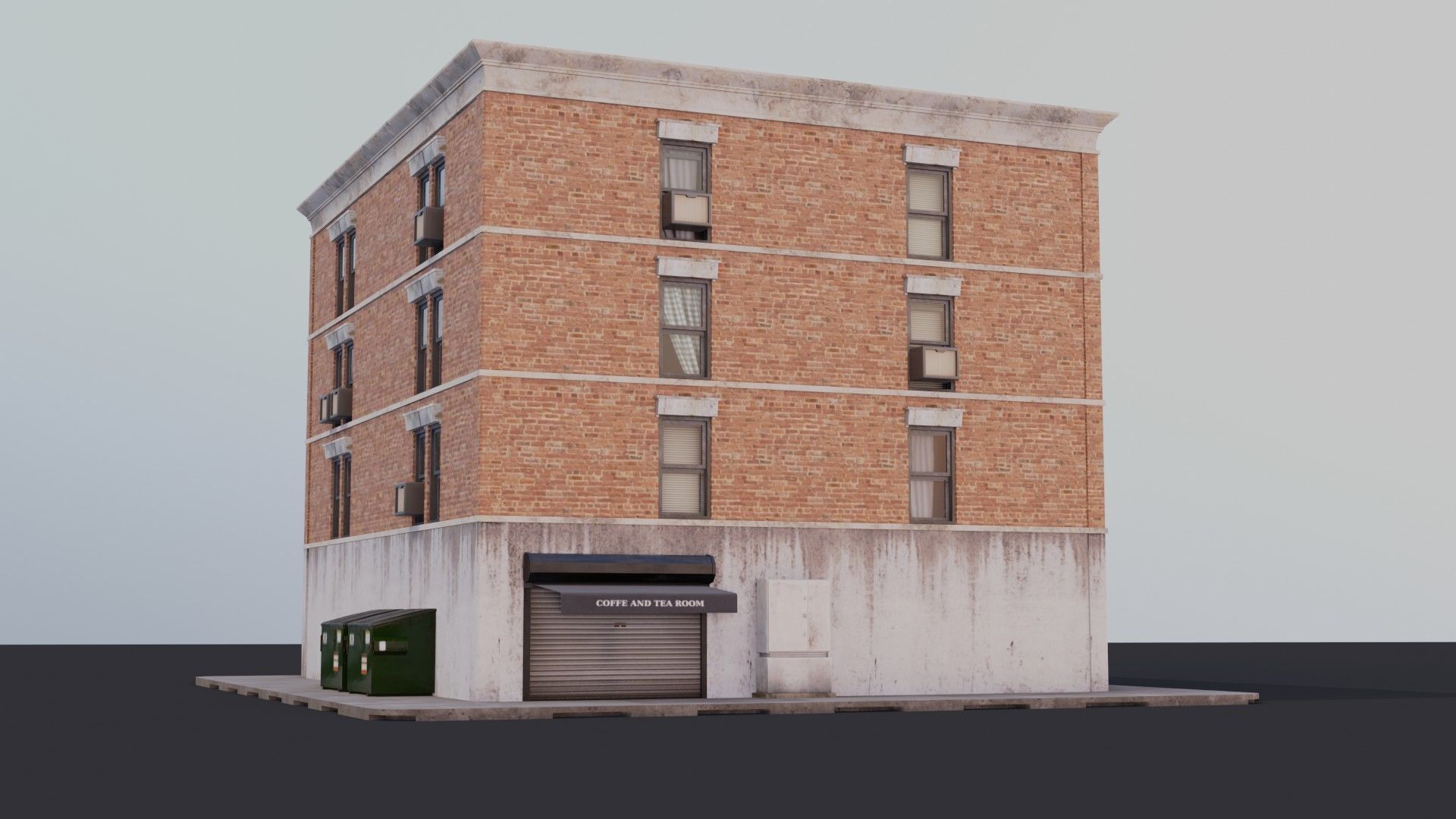 Building 02 Low-poly 3D model_15