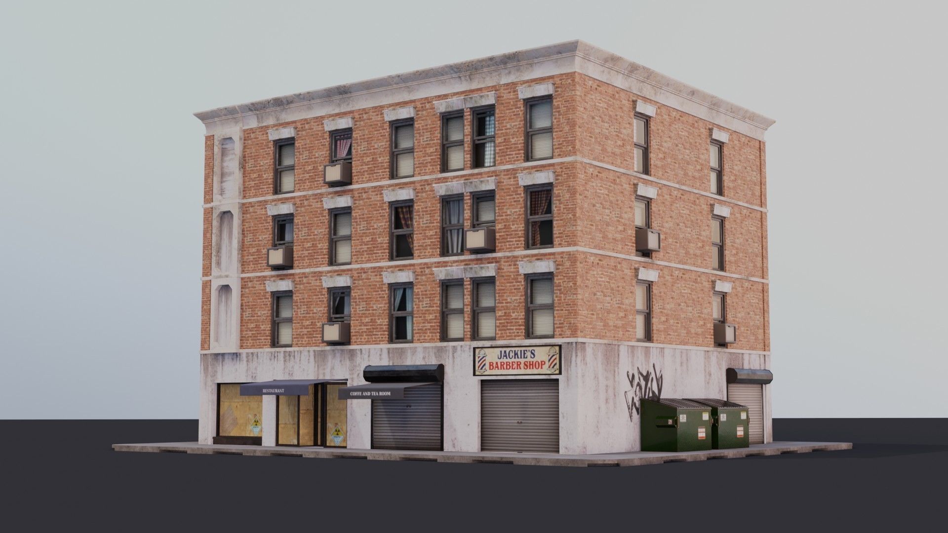 Building 02 Low-poly 3D model_22