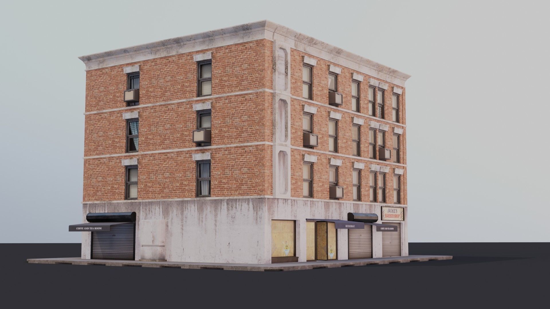 Building 02 Low-poly 3D model_2