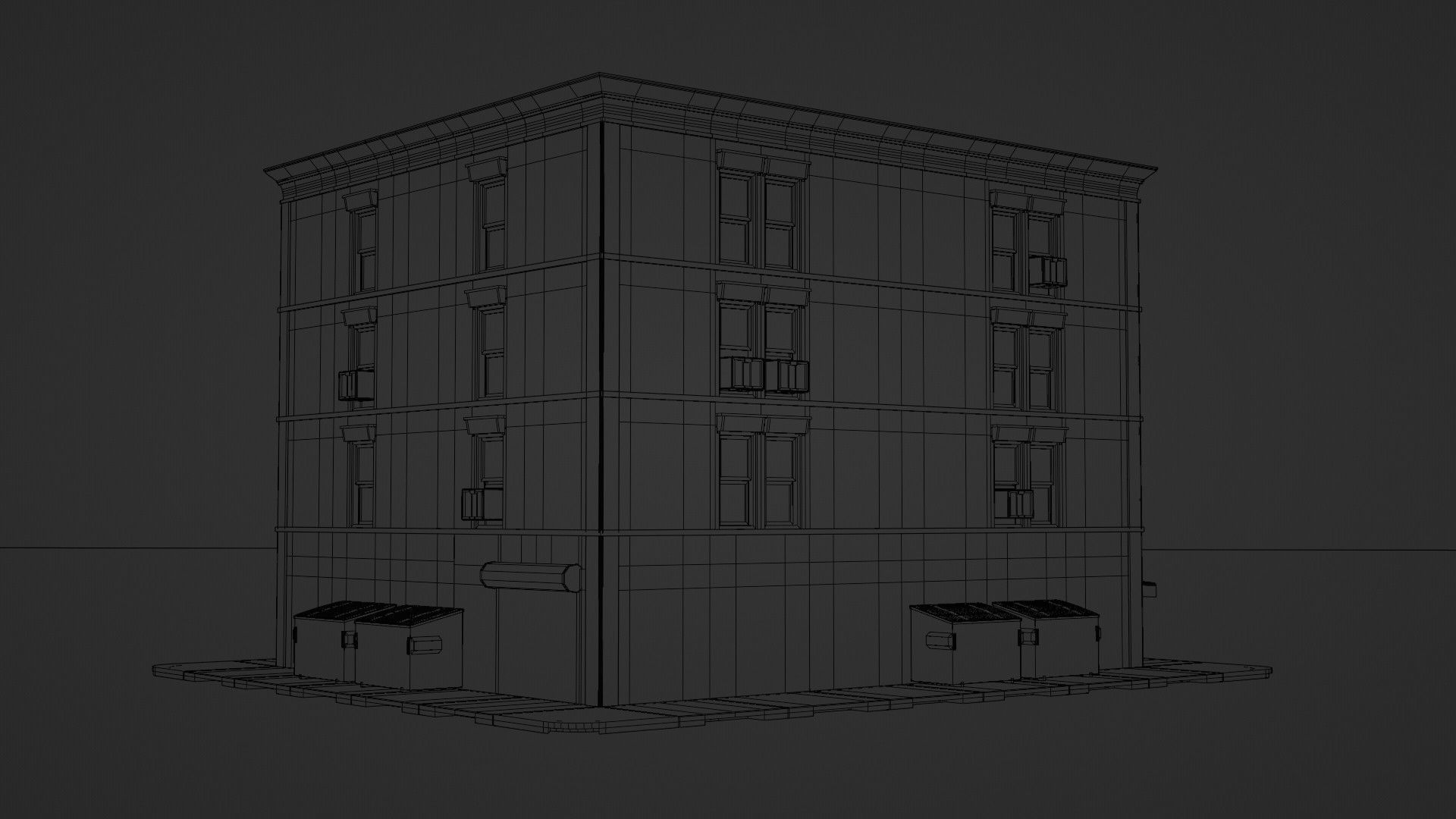 Building 02 Low-poly 3D model_11