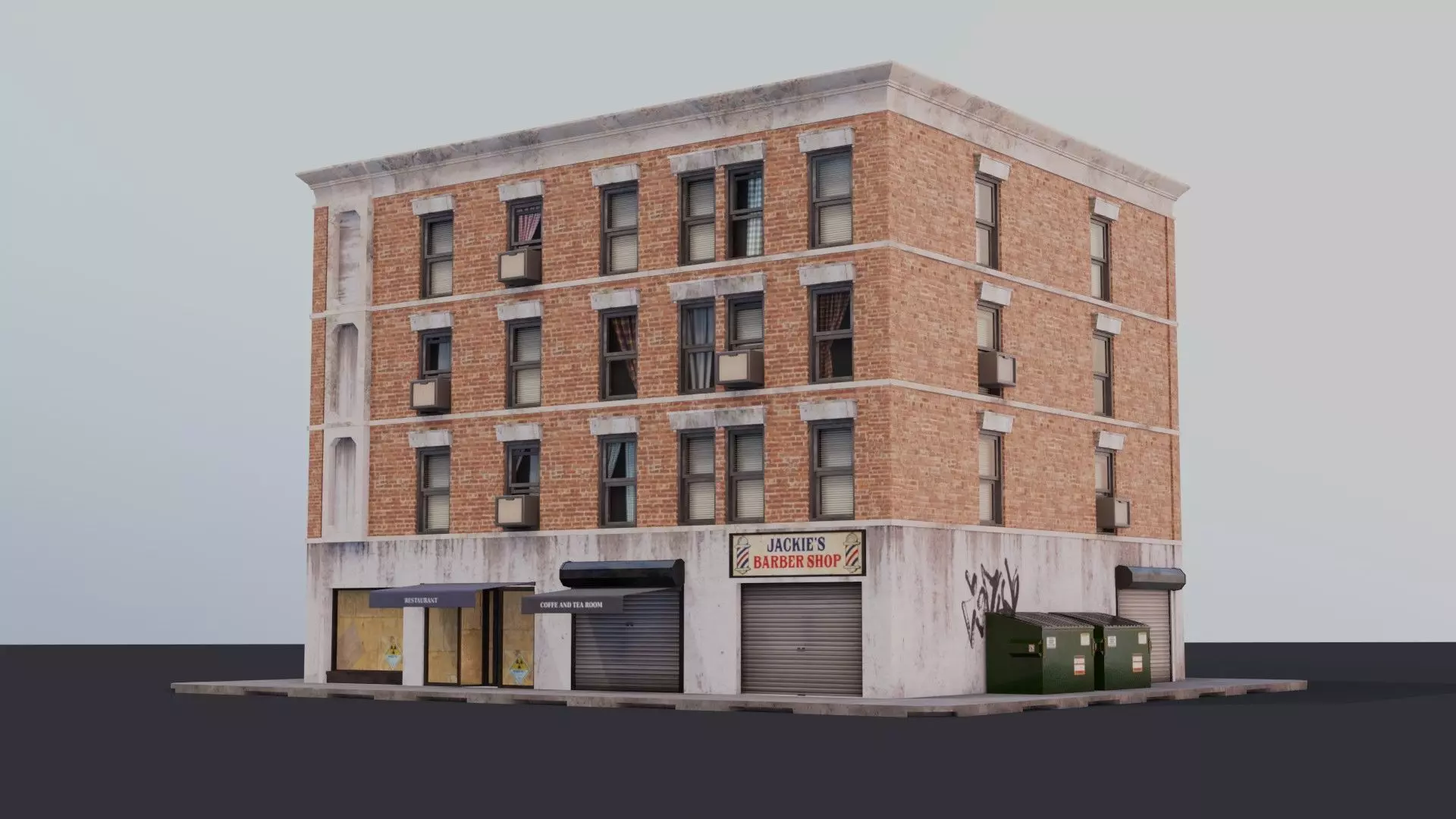 Building 02 Low-poly 3D model_0