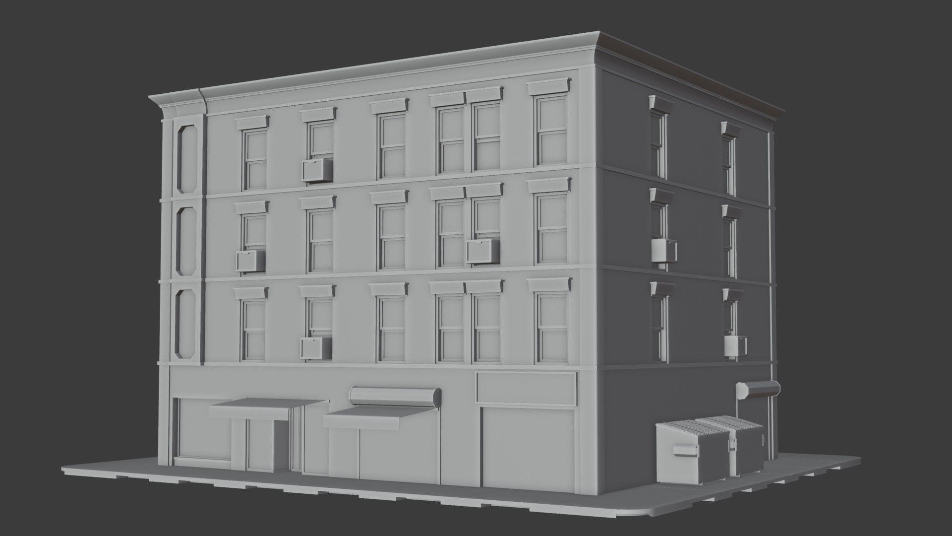 Building 02 Low-poly 3D model_10