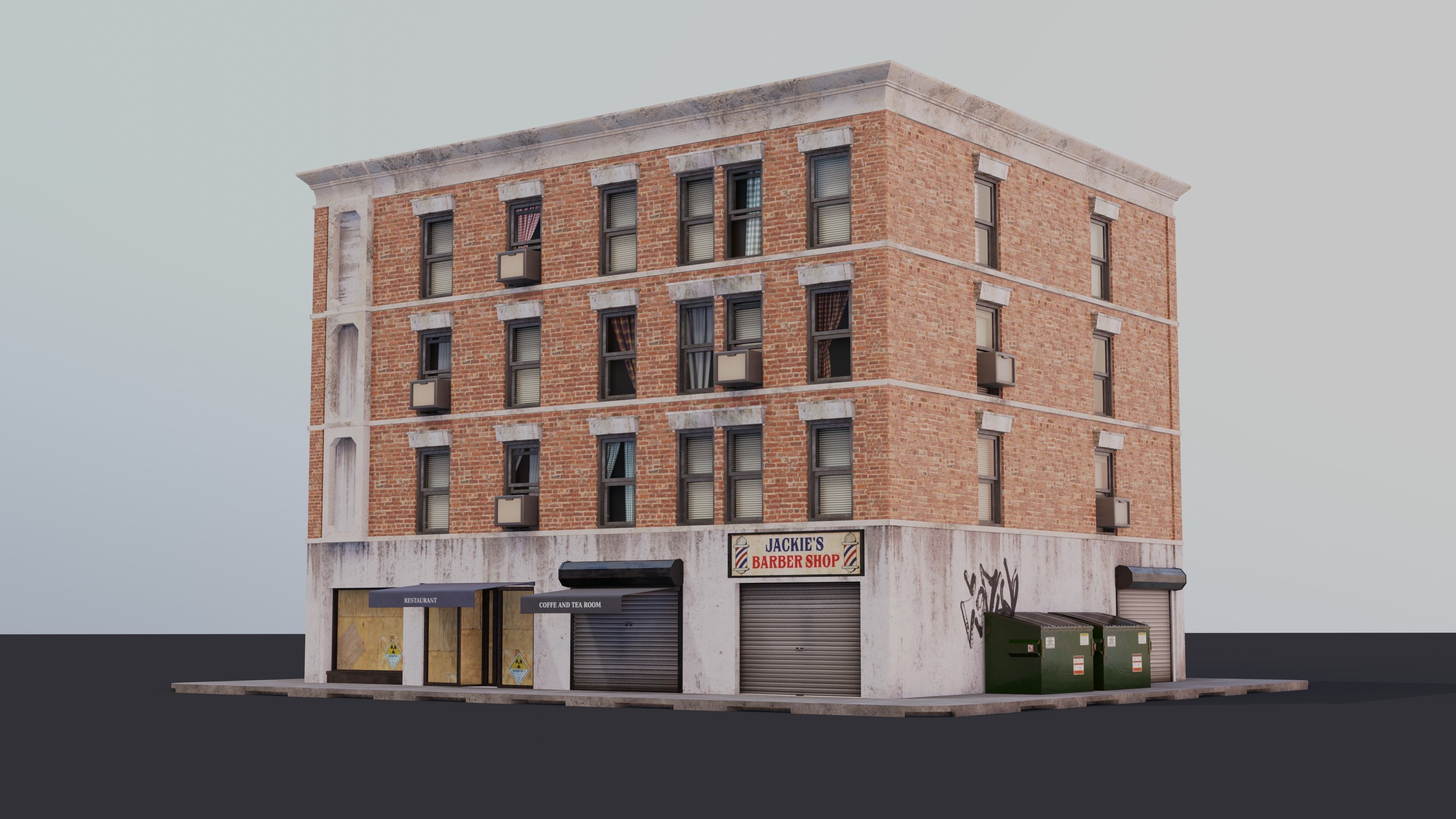 Building 02 Low-poly 3D model_8