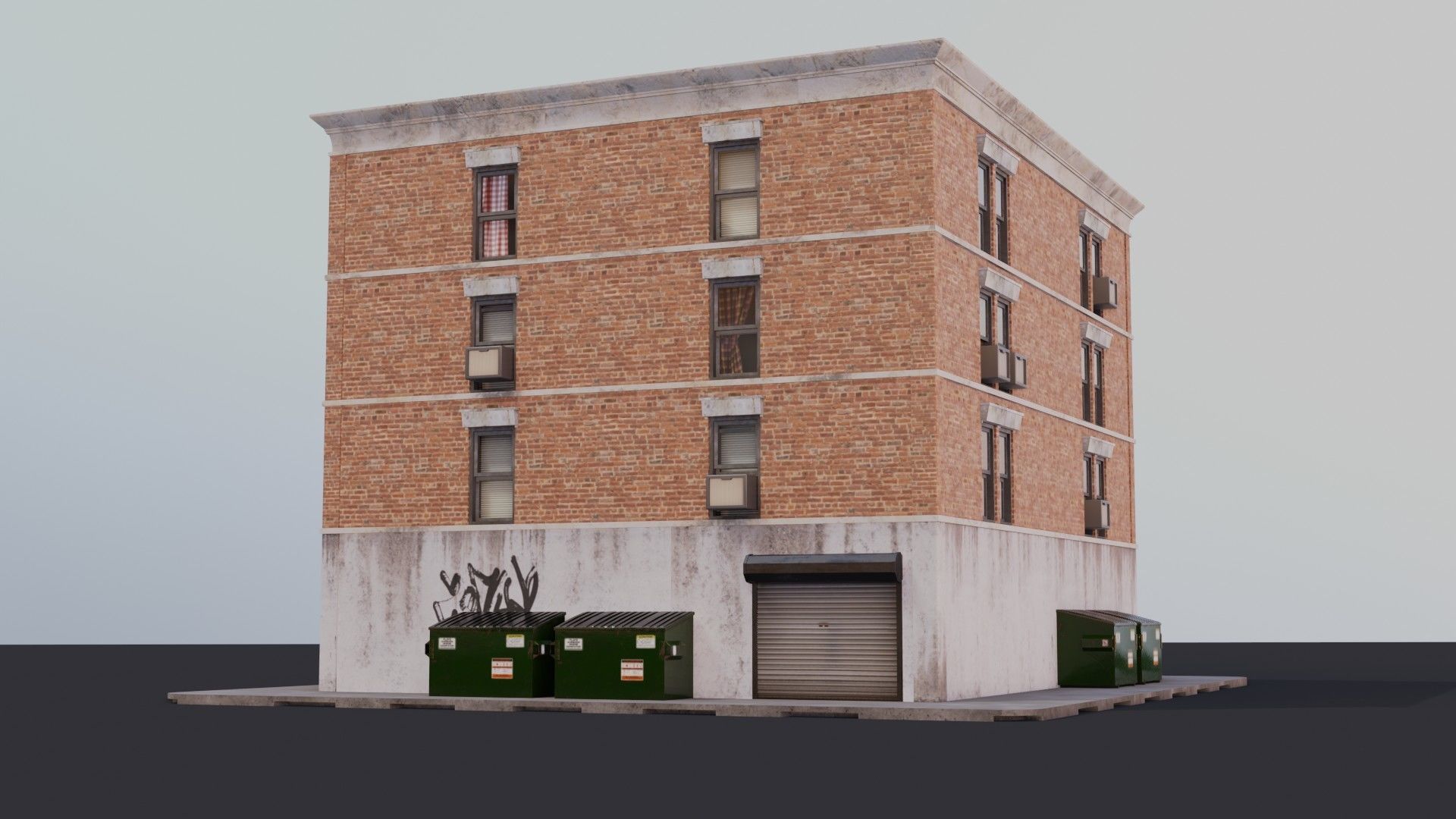 Building 02 Low-poly 3D model_16