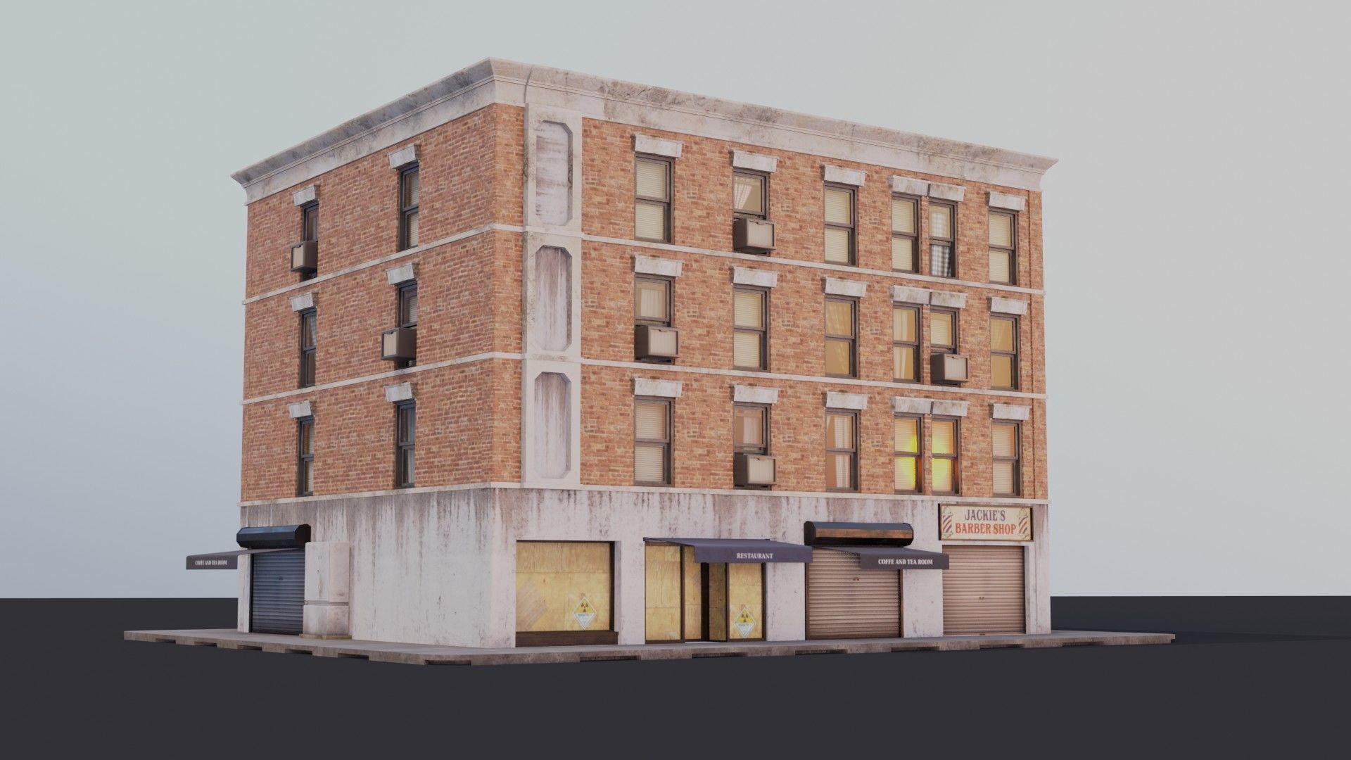 Building 02 Low-poly 3D model_18