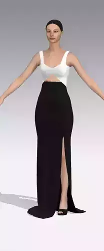 Dress black and white look heart neckline modern