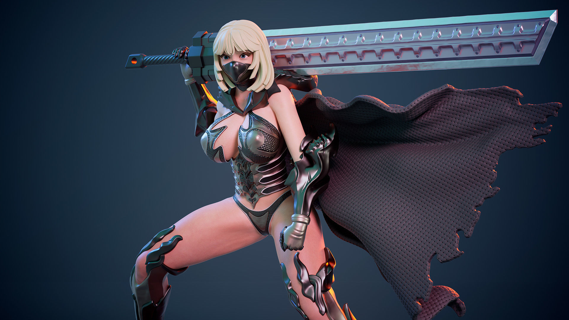 3D Print model - lady warrior - Fully armored version - a 3D print model_4