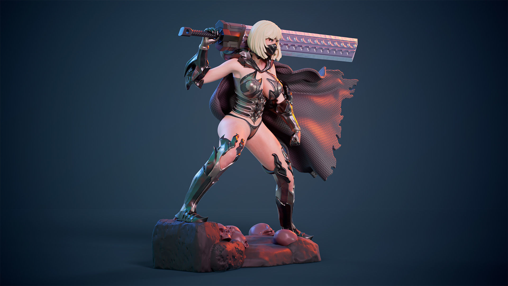 3D Print model - lady warrior - Fully armored version - a 3D print model_12