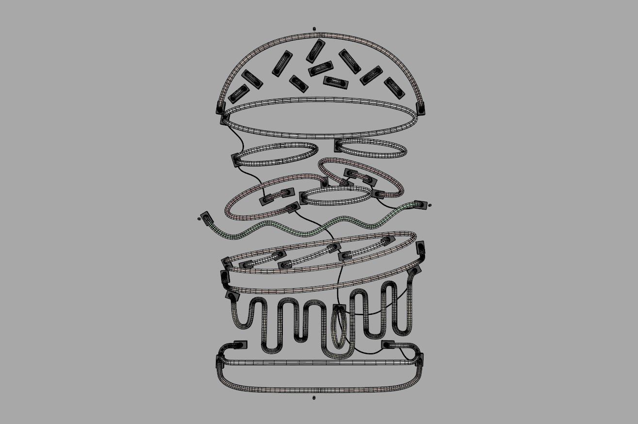 Burger 2 - Neon Sign 3D model_6