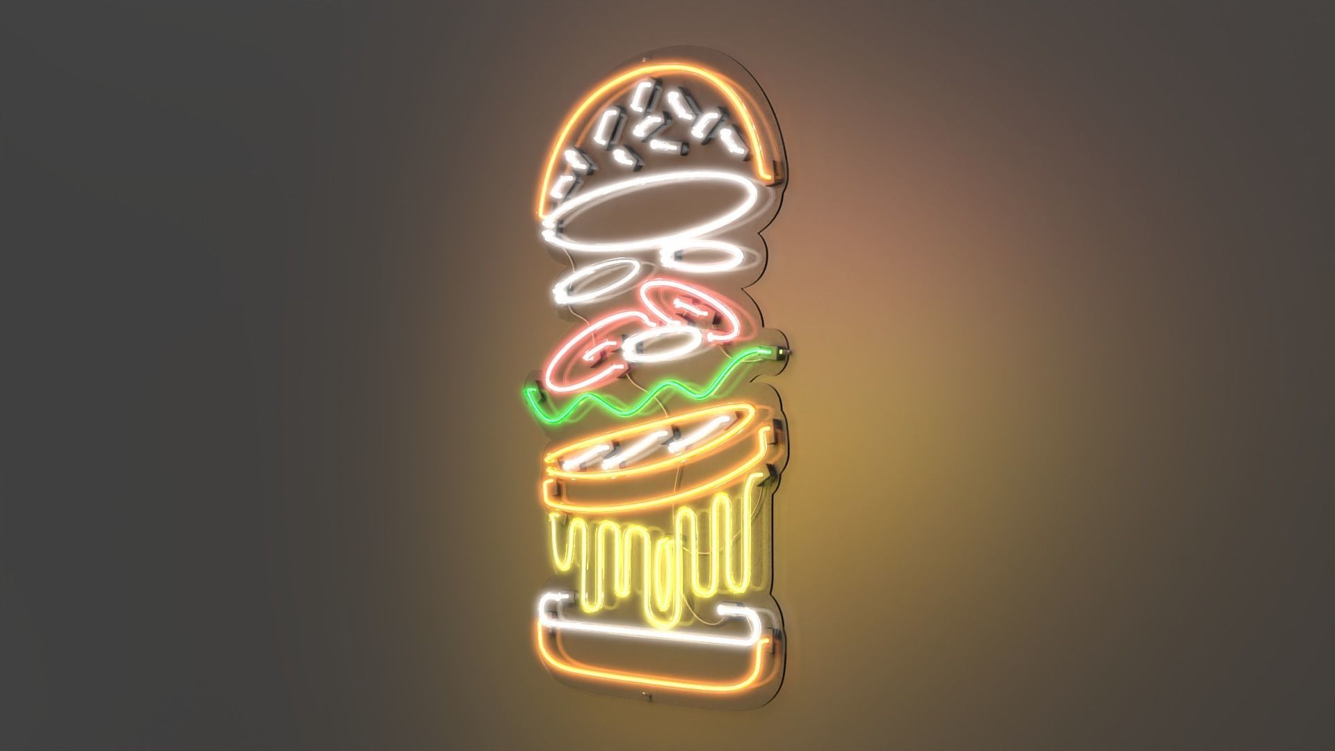 Burger 2 - Neon Sign 3D model_3