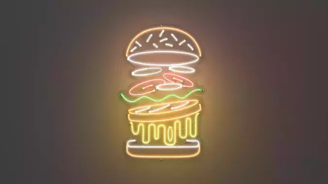 Burger 2 - Neon Sign 3D model