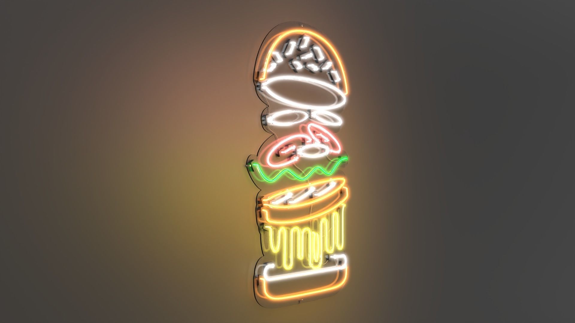 Burger 2 - Neon Sign 3D model_4