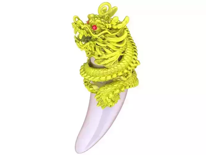 A5643 Dragon Cover Tiger Teeth Pendant 3D Model