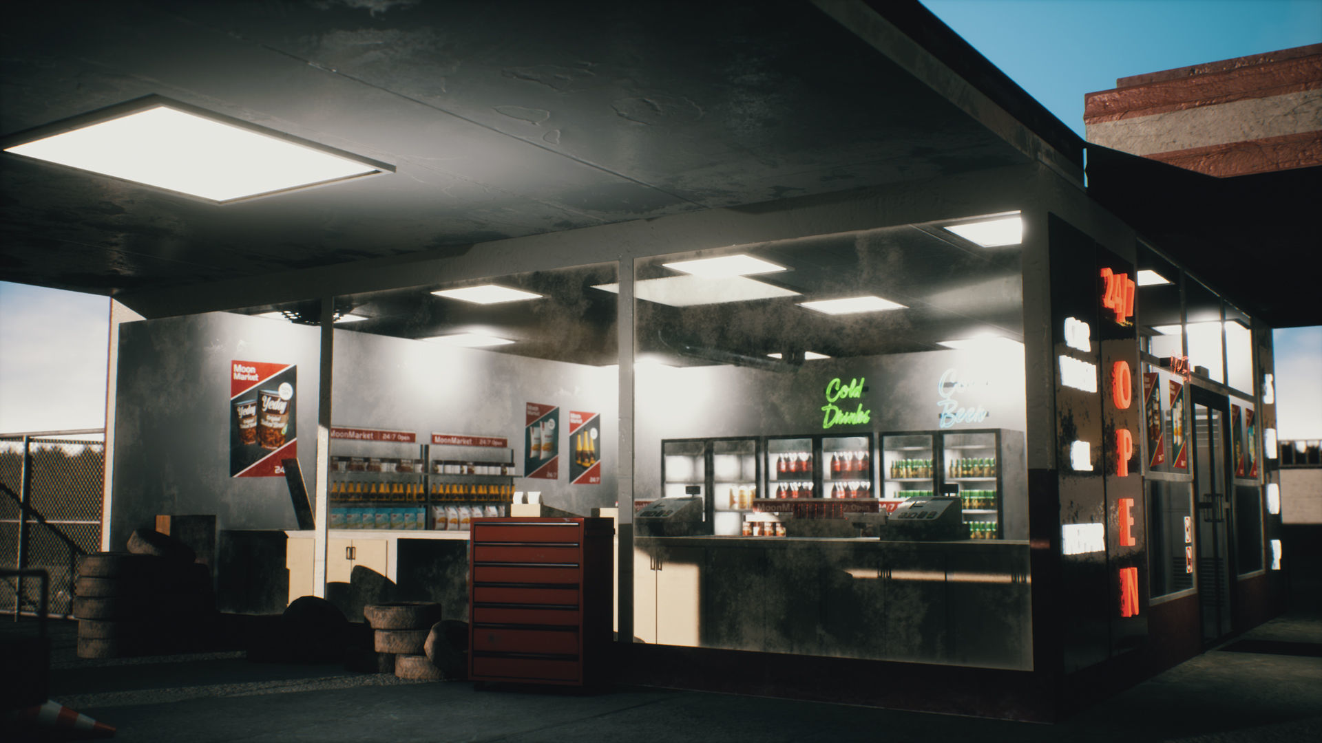 Old Gas Station Low-poly 3D model_33