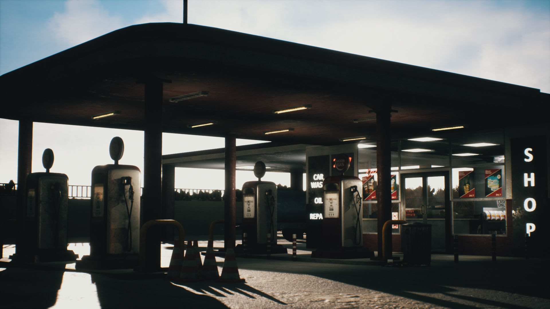 Old Gas Station Low-poly 3D model_8