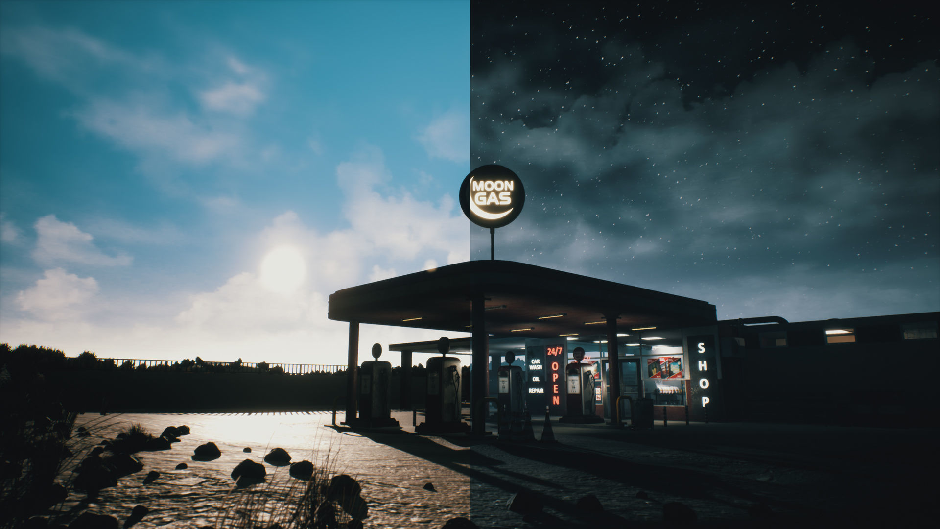 Old Gas Station Low-poly 3D model_1
