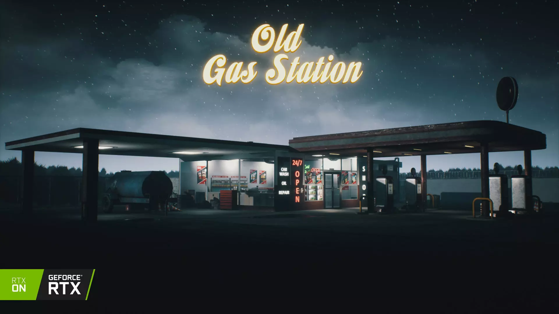 Old Gas Station Low-poly 3D model_0