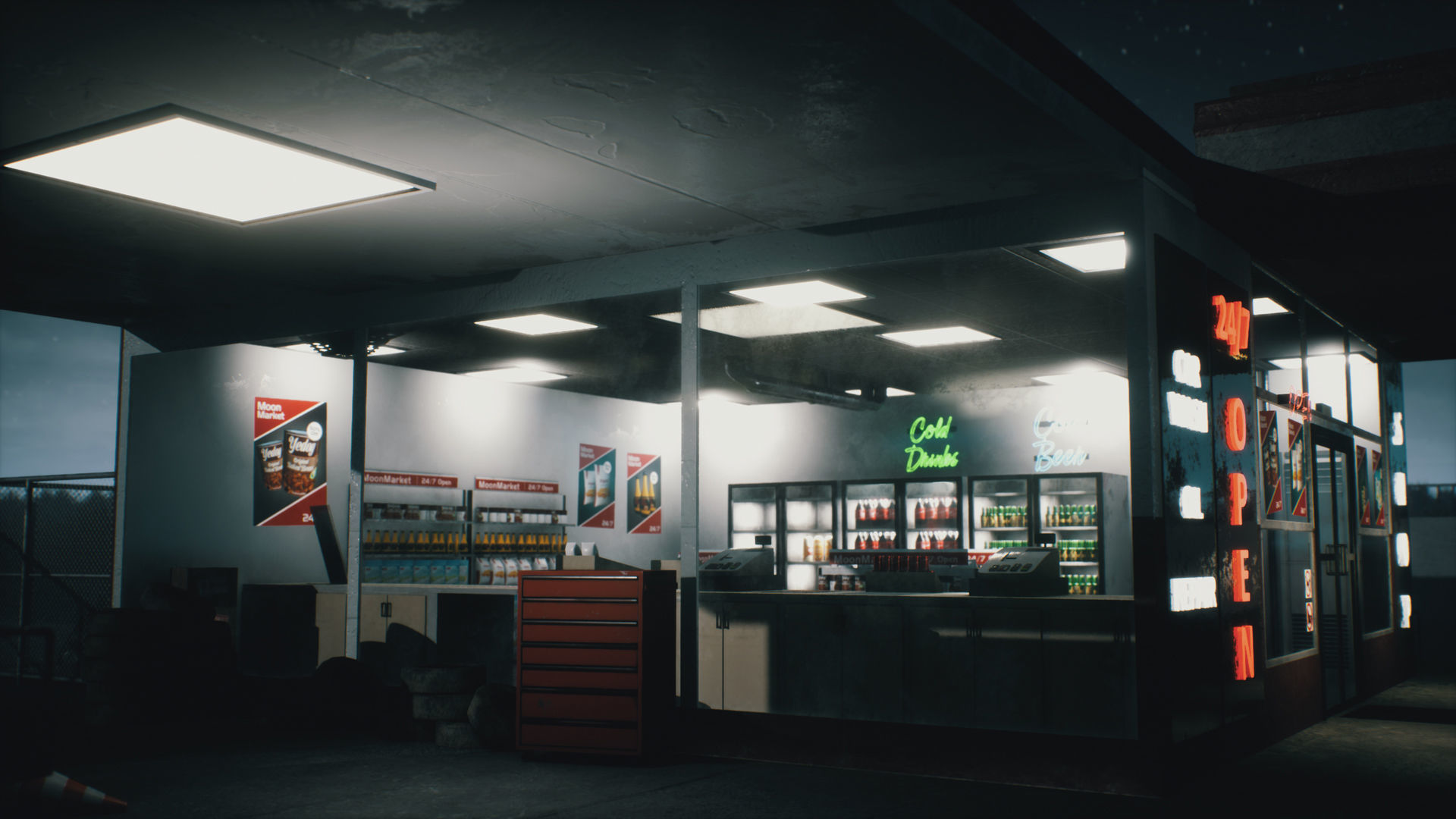 Old Gas Station Low-poly 3D model_11