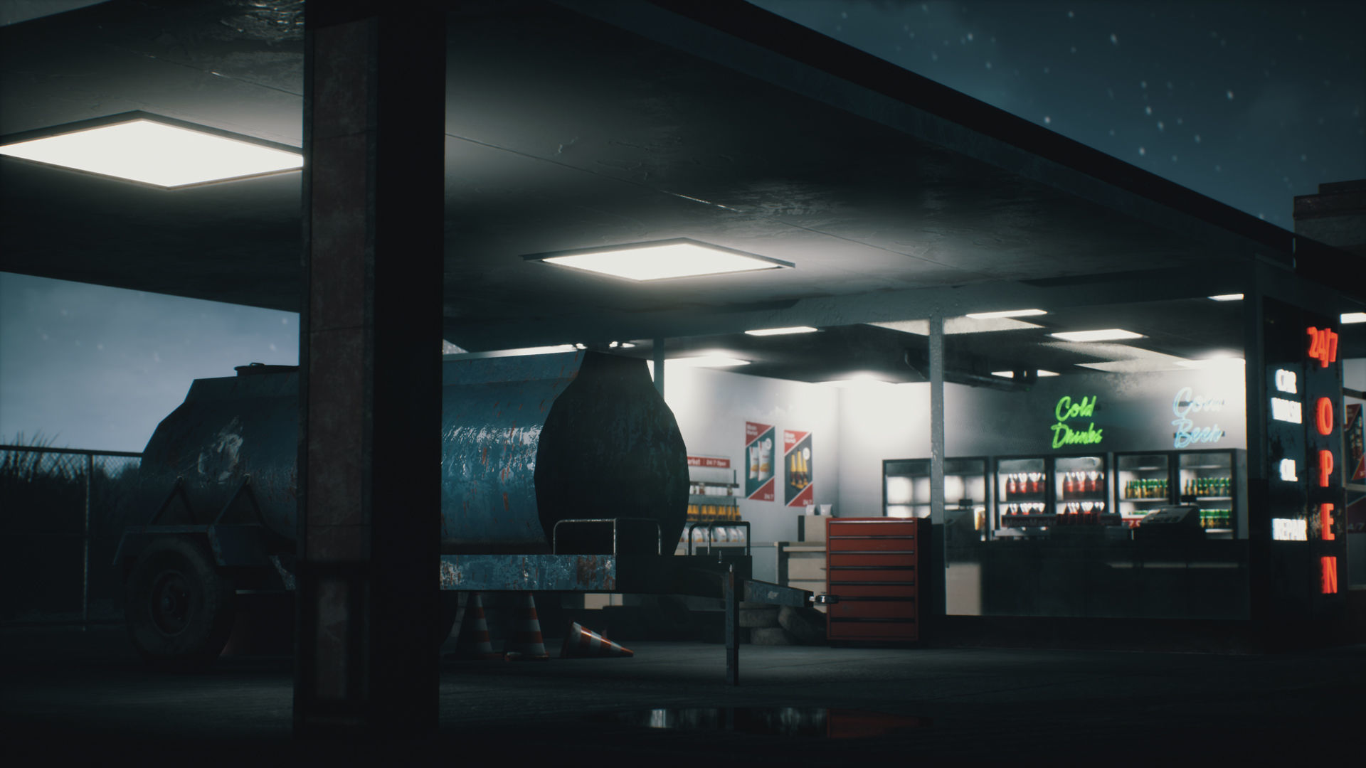 Old Gas Station Low-poly 3D model_22