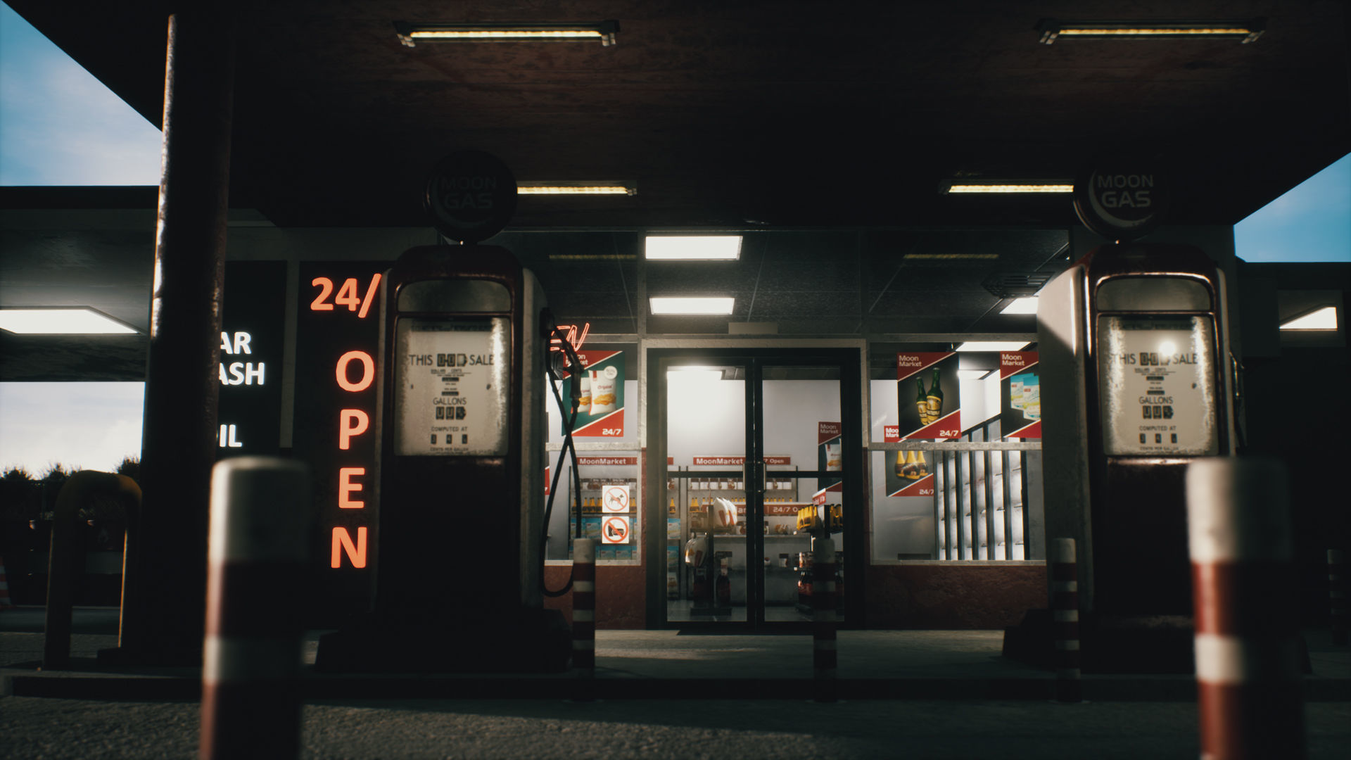 Old Gas Station Low-poly 3D model_6