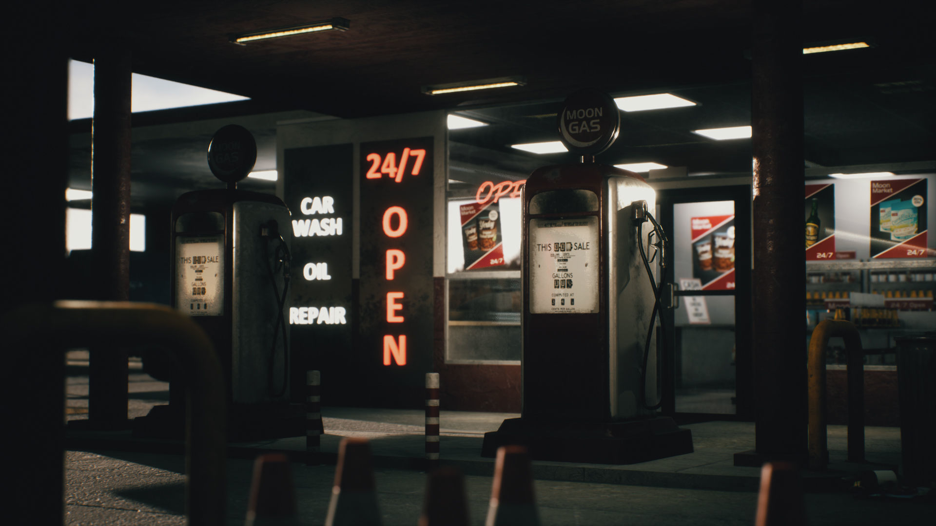 Old Gas Station Low-poly 3D model_4